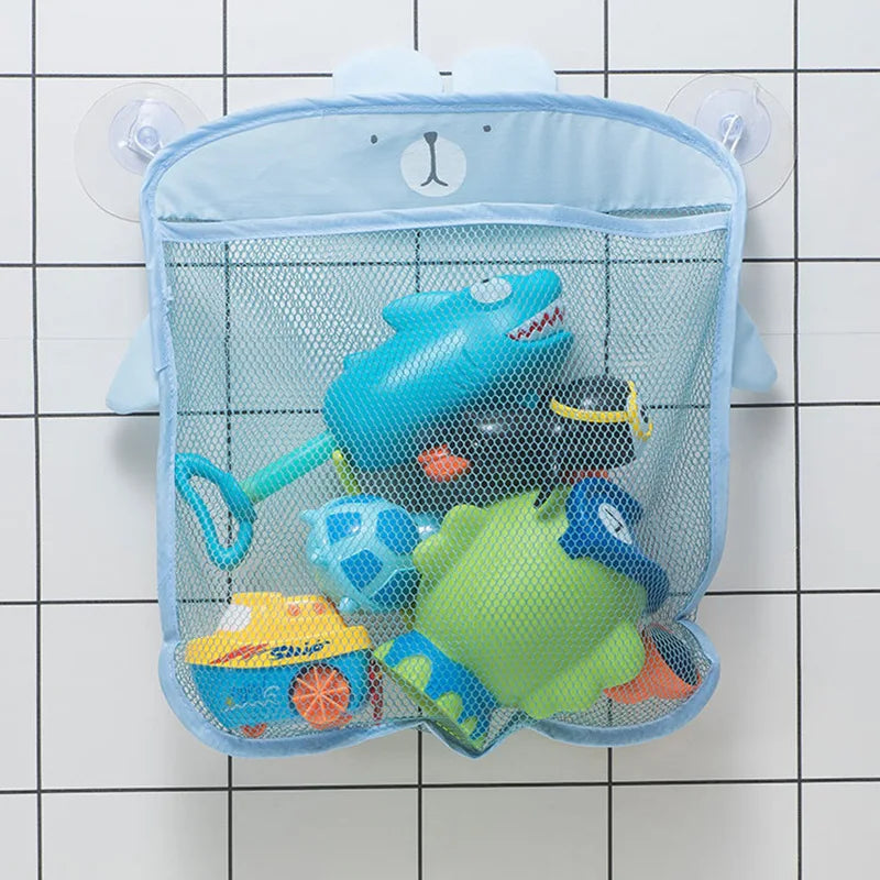 Mesh Bath Toy Organizer Cute Animal Suction Cups Quick Dry Mold Free Tub Storage Pouches for Babies Toddlers Bathroom Bathtubs