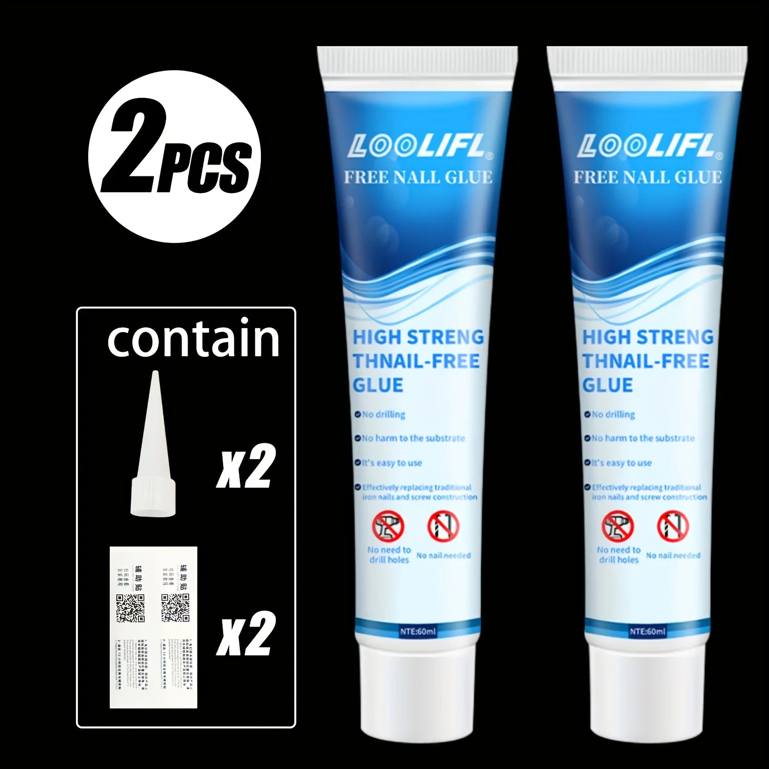 LOOLIFL All-purpose Sealant Glue Quick Drying Ultra Strong Fix Sealer Nail free Adhesive Glass Tile Metal Universal Bonding