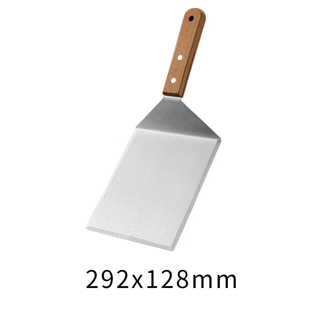 Outdoor Griddle Spatula Stainless Steel Grill Spatula Scraper Flat Spatula Pancake Flipper Hamburger Turner For Grilling JT596