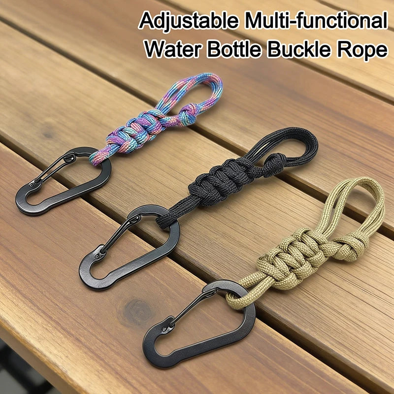 Outdoor Water Bottle Buckle Keychain Camping Hiking Supplies Multifunctional Kettle Umbrella Rope Hat Buckle Keychains