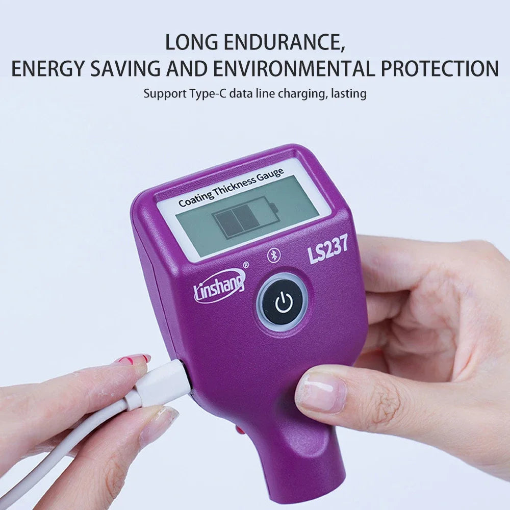 Linshang LS237 Car Paint Thickness Gauge Checking Auto Coating Identify Ferrous Putty with Three Color and Rotatable Screen