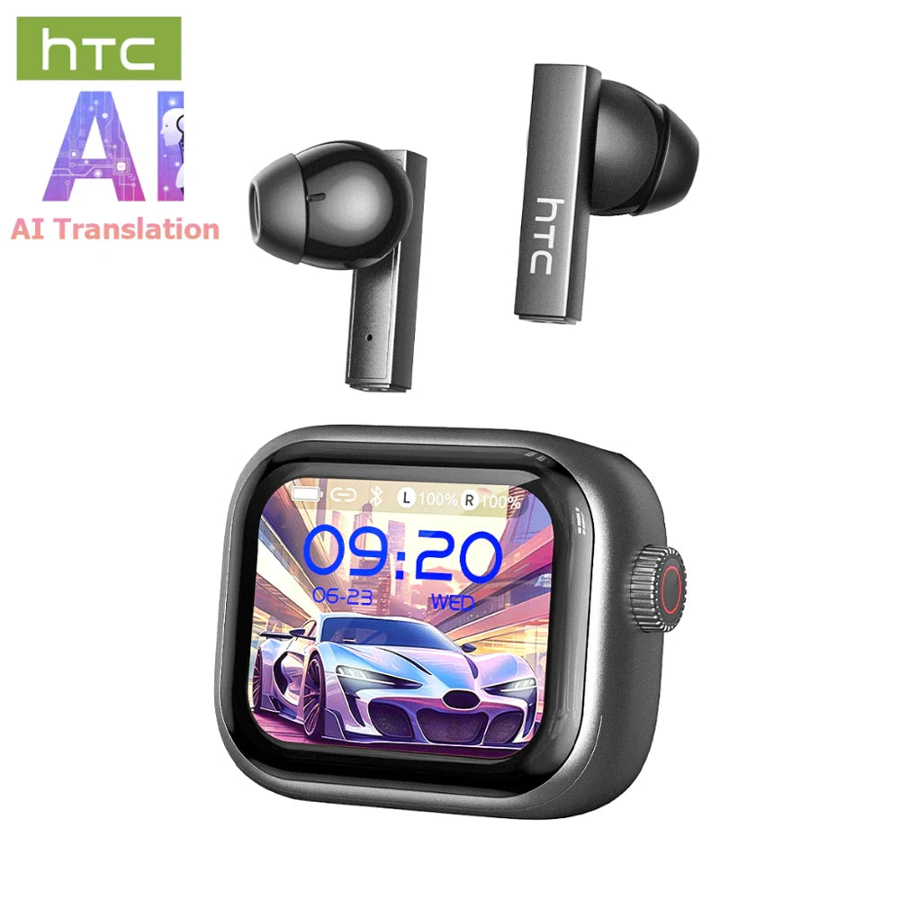 HTC Original AI Translator Wireless Bluetooth Earphones NE40 LED Touch Screen Earbud HiFi Sound Noise Reduction Sports Headphone