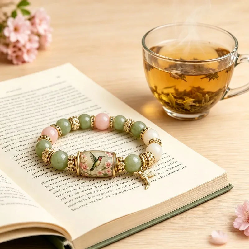 Colored Elastic Gemstone Beaded Bracelet Inspirational Charm Beads Bracelet Spring Blessings Jewelry for Women Mom Friends