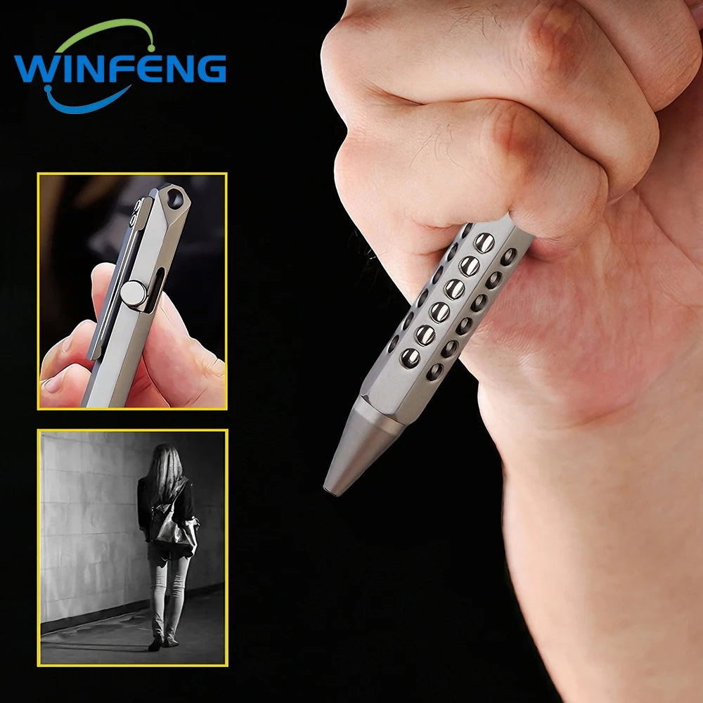 High Quality TC4 Titanium Tactical Pen Business Signature Pen Emergency Glass Breaker Security Protection Survival Supplies