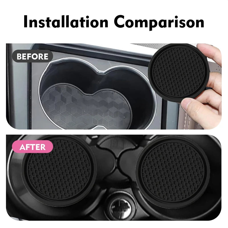 4PCS/Set Universal Anti-Slip Silicone Car Cup Holder Inserts Black Mat Coaster Universal Fit for Most Cars Car Accessories