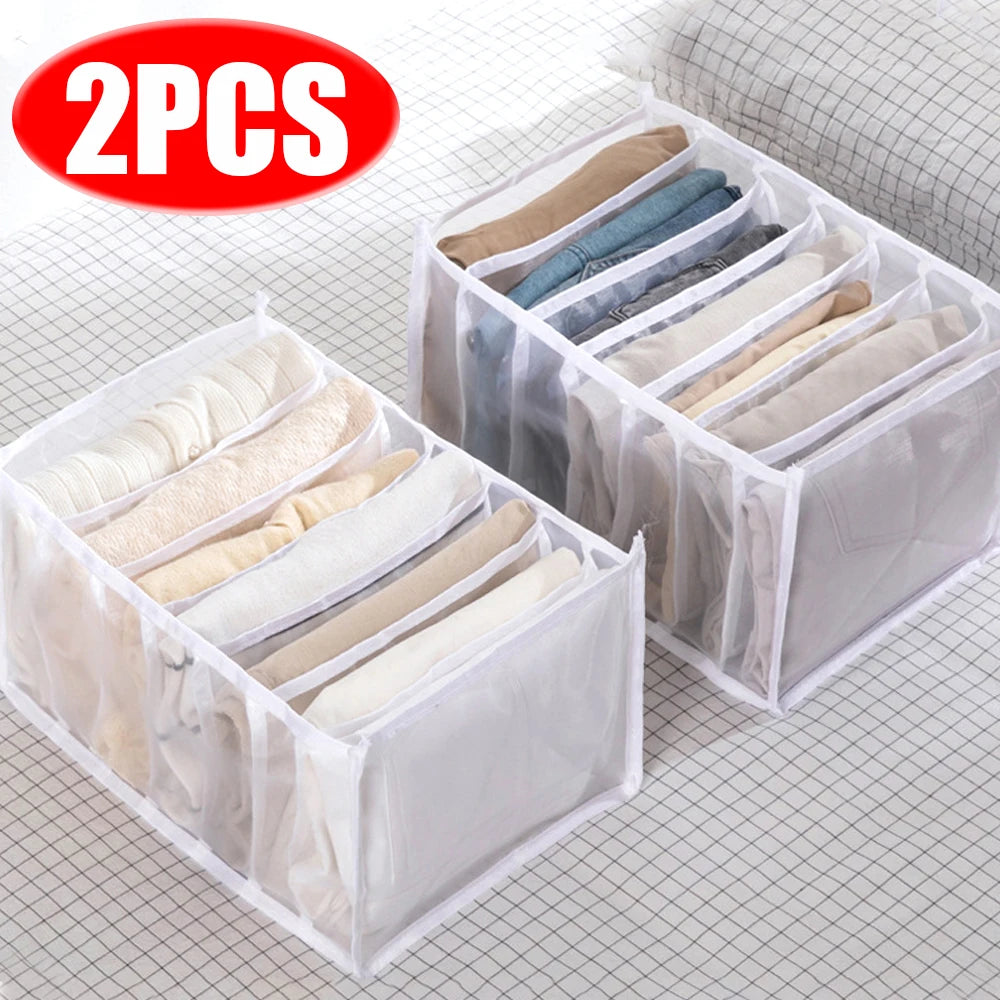 7 Grids Closet Clothes Storage Boxes Foldable Jeans Pants Storage Box Cabinet Drawer Organizer Jeans Socks Separation Organizer