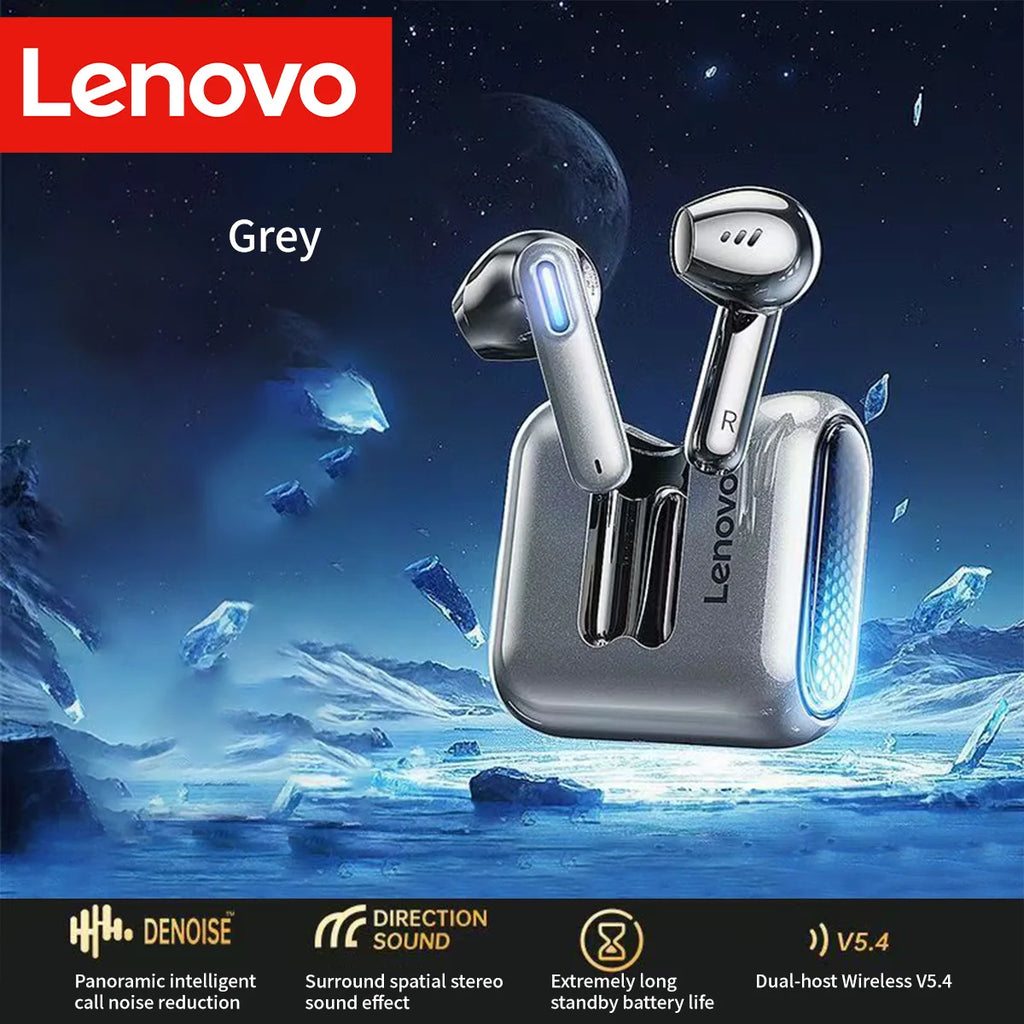 Lenovo EA189 Bluetooth 5.4 Wireless Earbuds LED Transparent Charging Case HiFi Stereo Sports Headphones Noise Reduction Headset