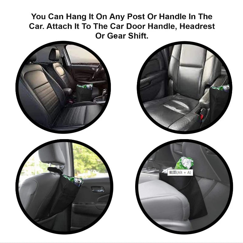 Hanging Car Trash Bag Slim Garbage Can Storage Pocket Adjustable Strap to Hang in The Front or Back Seat Trash Bin for Car