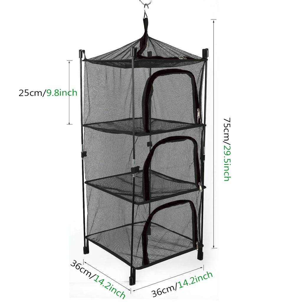 3/4 Layers Foldable Hanging Mesh Anti-insect Drying Storage Net Rack Drying Folding Net Camping Sun-dried Fish Drying Net Rack