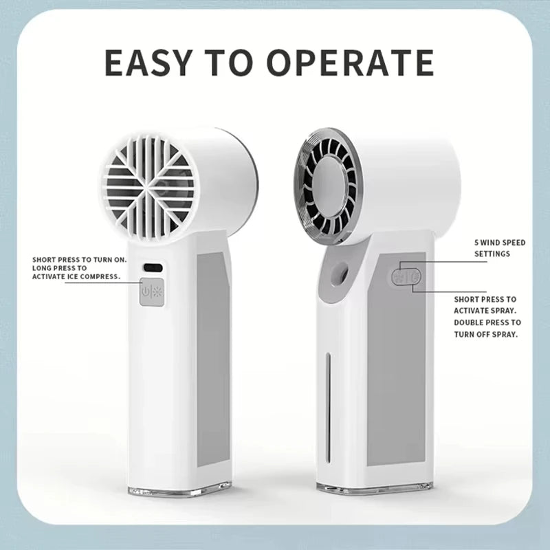 4000mAh USB Rechargeable Misting Handheld Turbo Fan Ice Compress Cooling Spray 샤오미 선풍기 Portable Travel Gadget for Xiaomi