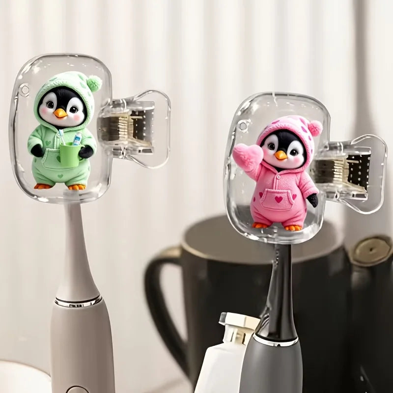 2pcs Adorable Penguins Portable Toothbrush Head Cover Storage Case Toothbrush Protector Holder Bathroom Accessory for Travel