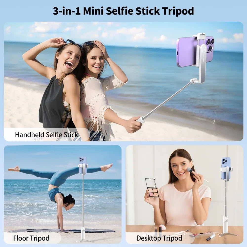 Mini Wireless Bluetooth Selfie Stick Tripod with Remote Extendable Tripod, Phone Holder for Travel/Vlog/Live Streaming