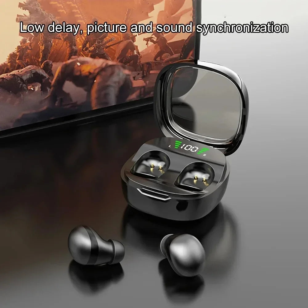 KEBIDUMEI Invisable Mini Earphones Bluetooth 5.3 Headphones  Touch Control Wireless Headset Noise Reduction Earbuds with Display