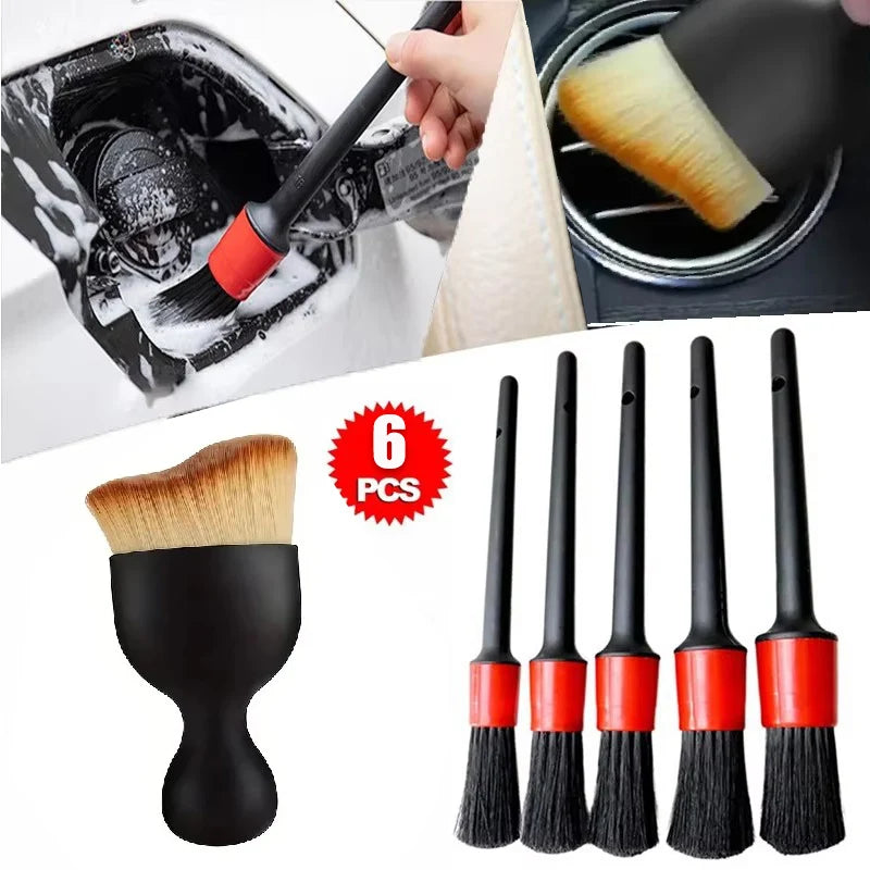 5/6Pcs Car Wash Care Interior Detailing Brush Set cleaning Air Outlet wheel Rims dashboards vents Clean Brushes Auto Accessories