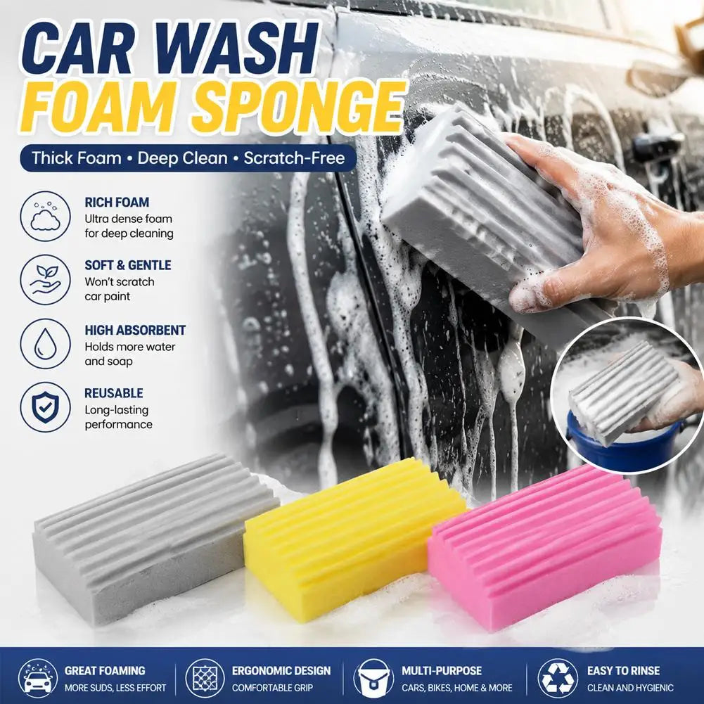 Car Wash Foam Sponge Scratch Free Auto Detailing Cleaning Block High Absorbent Soft Suds Washer Pad For Vehicles Bike Home