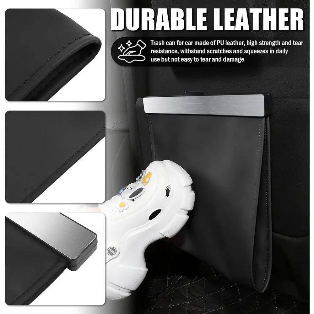 Car Trash Can Leak-Proof, Strong Magnetic Auto Trash Bin for Cars Organizers and Storage, Garbage Can with Automotive Trash Bag