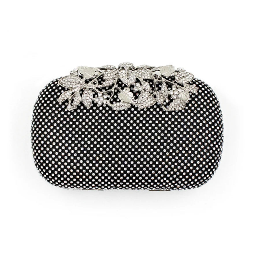 Shiny Diamond Evening Bag Flower Golden Handbag Boutique Novelty Metallic Rhinestone Clutch Purses Bridal Wedding Party Box Bags