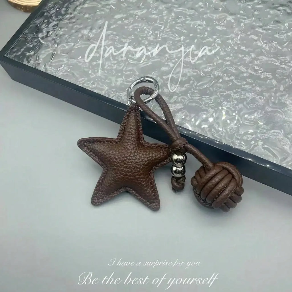 Star Woven Ball Keychain Bag Charm DIY Personalized Fashion Handbag Accessories for Women Small Gifts  Crossbody Bags Keychain