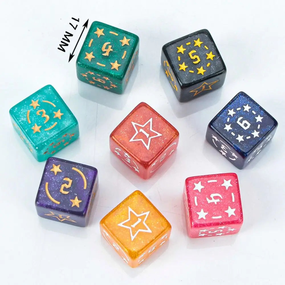 7PCS New Acrylic Star Dice Set 8 Colors D4 D6 D8 D10 D12 D20 Sharp Corner Dice Polyhedral Table Games Dice Gift