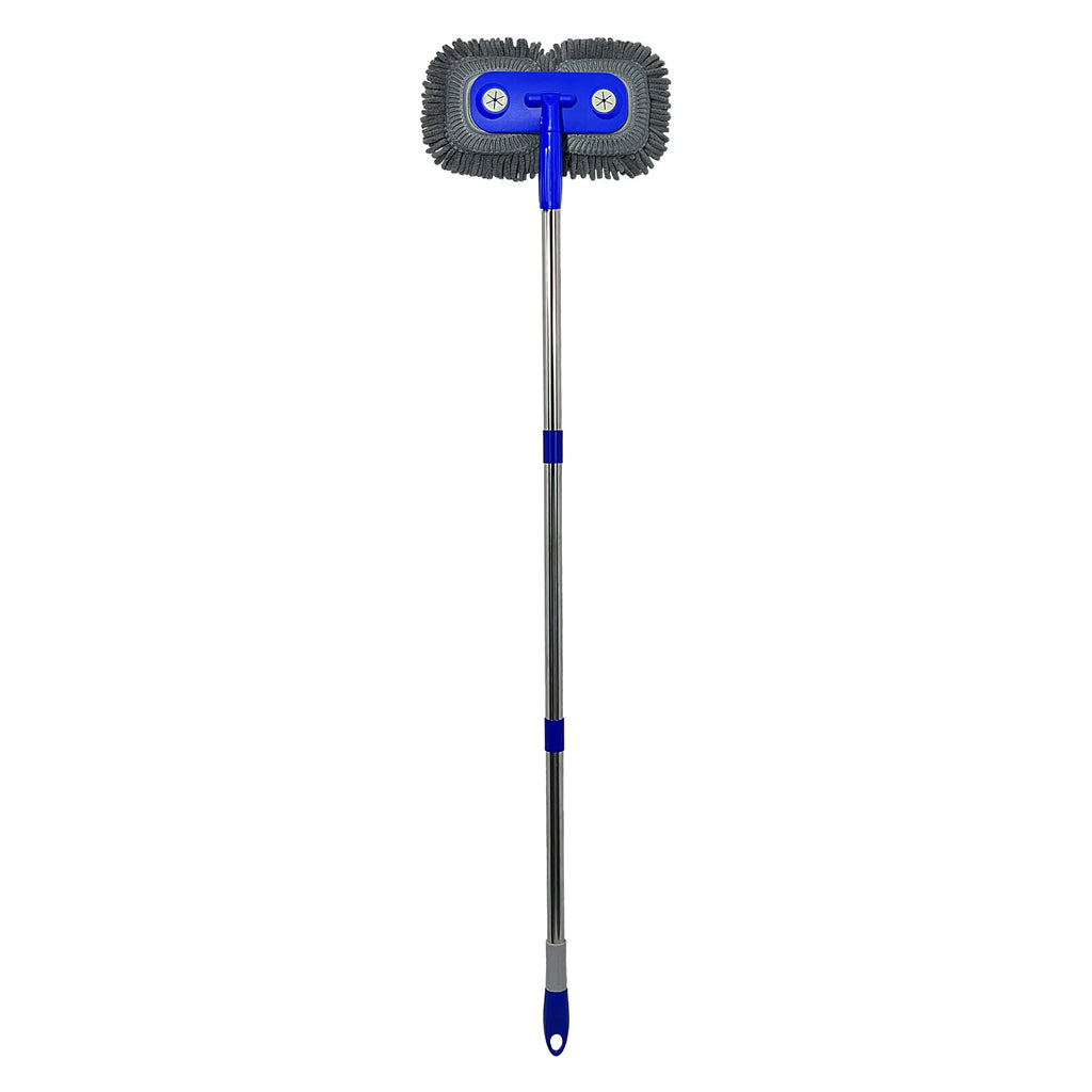 Dual-head Car Cleaning Mop Telescoping Long Handle Car Cleaning Brush Multipurpose Dry & Wet Use Windshield Cleaning Brush