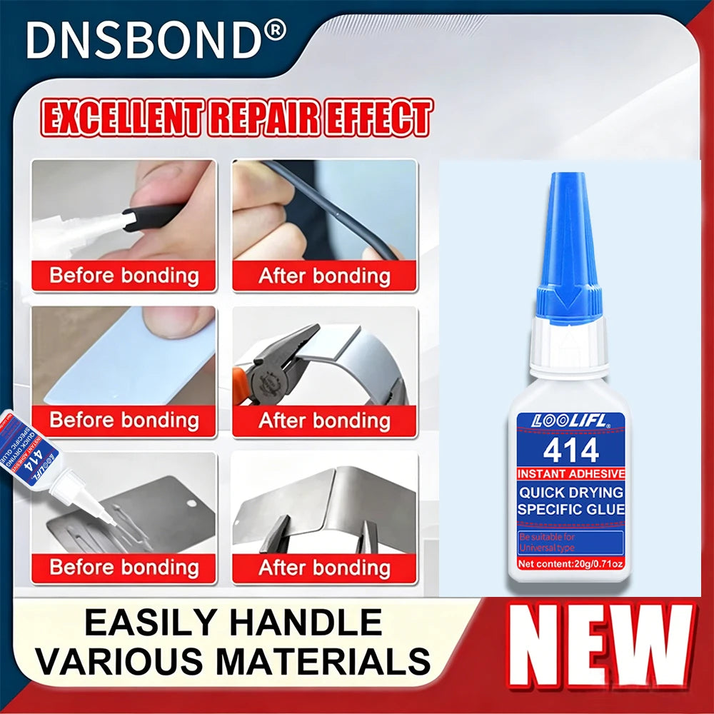 414 Instant Adhesive Quick Drying Super Glue Universal Strong Bond for Plastic Rubber Metal Ceramic Wood Cyanoacrylate Adhesive