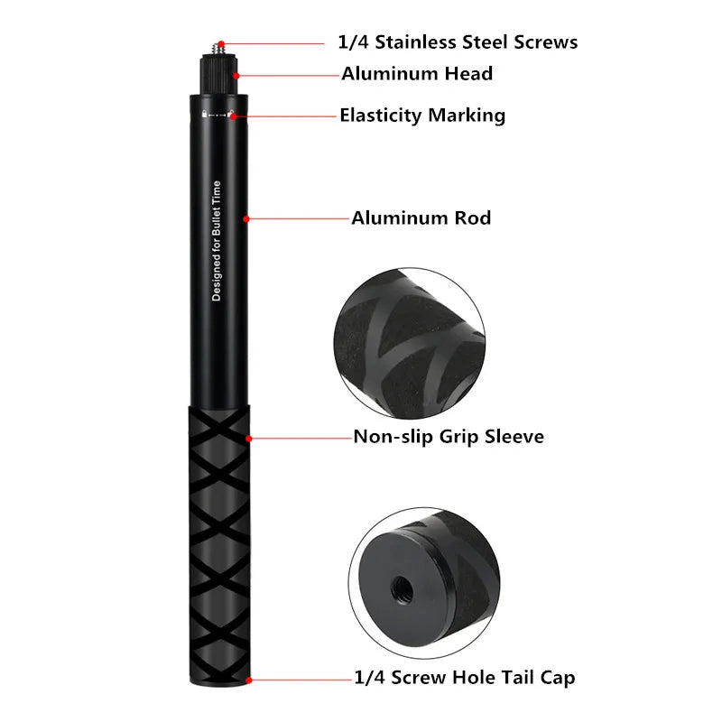 For Insta360 X5 X4 X3 Invisible Selfie Stick Extended Selfie Stick for GoPro 13 12 DJI Action 6 5 4 Camera Aluminum Stand
