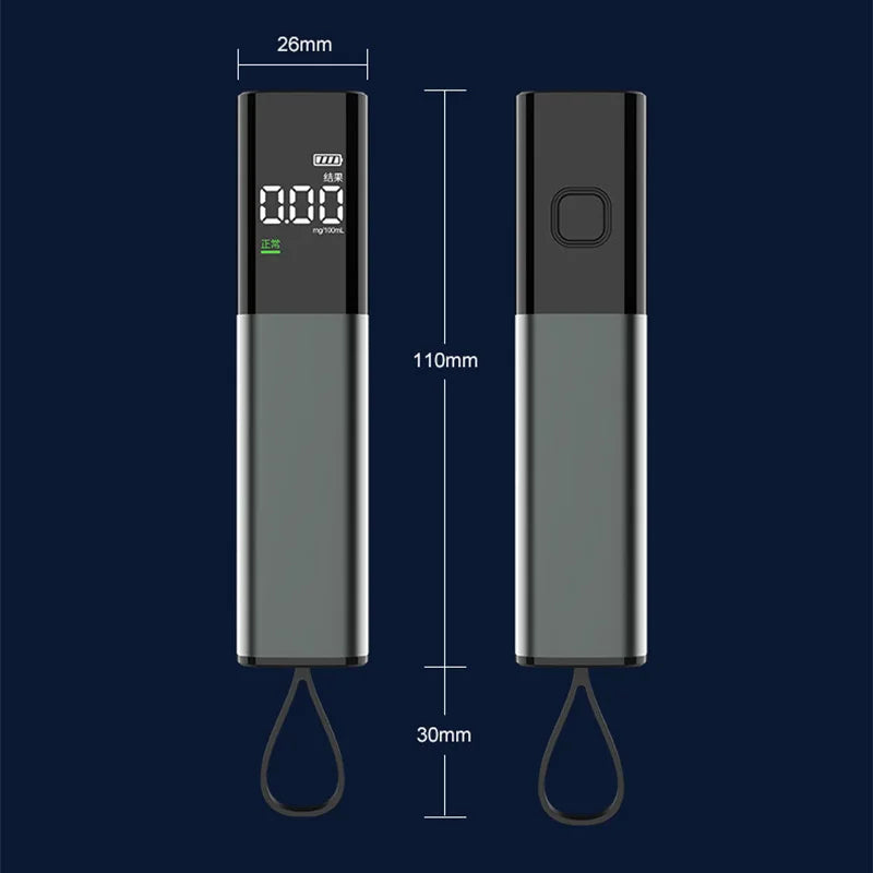 Digital Display Alcohol Tester Breathalyzer Rechargeable with Lanyard Alcohol Tester Tool with Drunk Driving Test