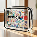 Medicine Cosmetic Bag Women Large Capacity Travel Organizer Easy Wipe Clean Toiletry Pouch Daily Use Trip Toiletry Travel Bag