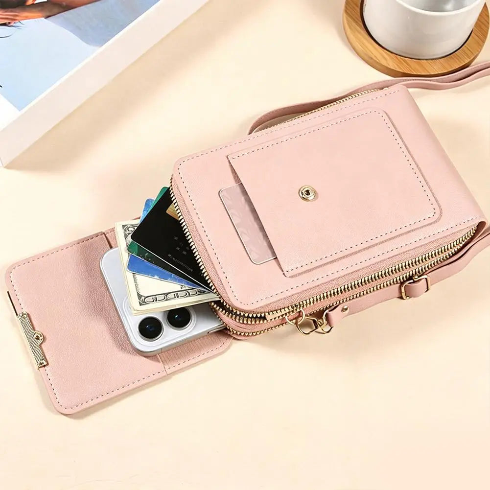PU Leather Crossbody Phone Bag Touch Screen Cell Phone Purse Women Shoulder Bags Durable Luxury Handbag Card Lipstick Storage