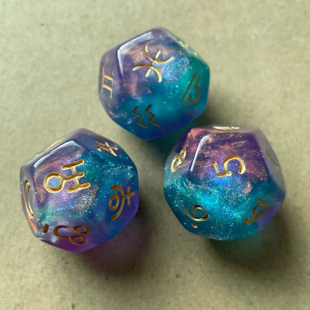 3pcs/lot Astrological Dice 12 Sided Multicolor Constellation Dice for Party Game Astrology Tarot Constellation Divination Dice