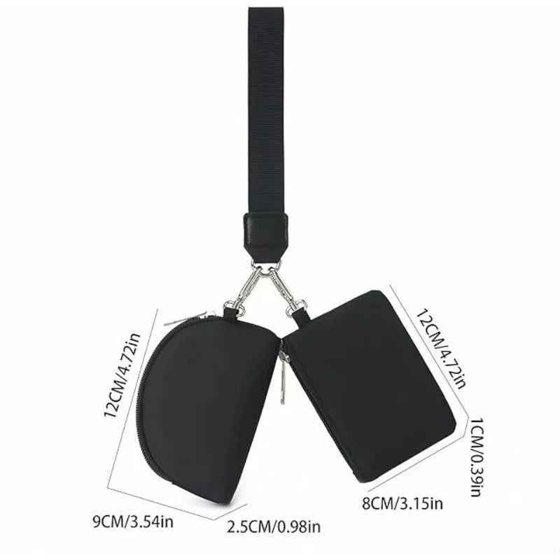 Pomelo Best Wristlet Wallet for Women Double Pouch Zipper Wrist Bag Portable Small Clutch Purse for Daily Use
