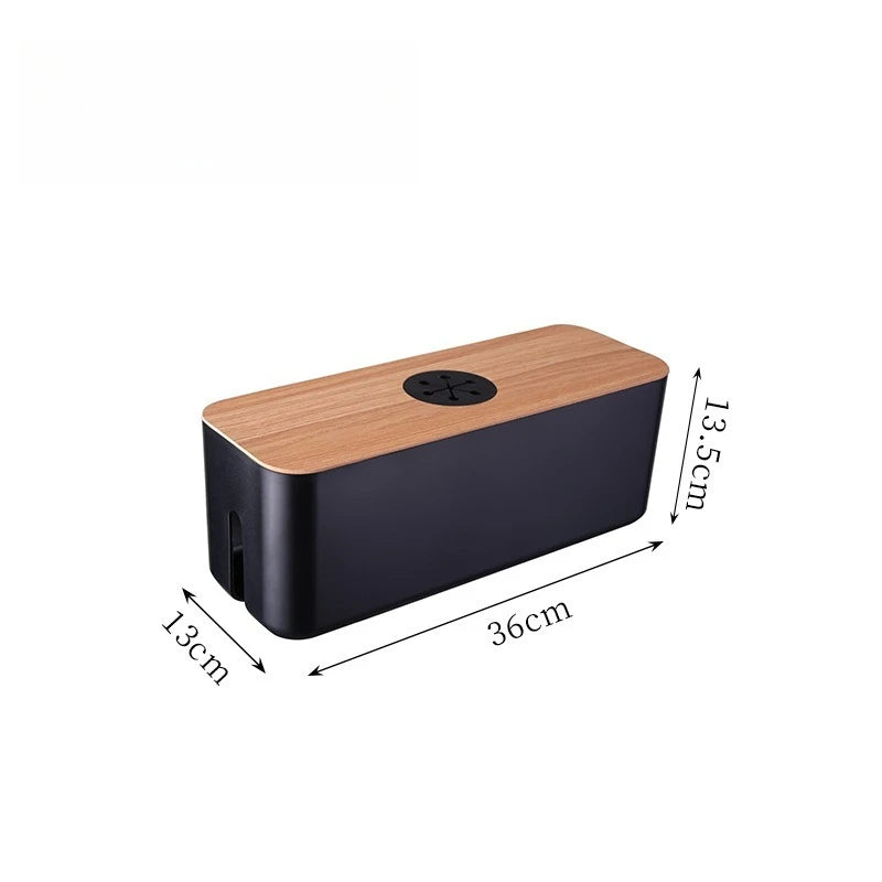 For Wire Case Home Cable Winder Organizer Wooden Cable Storage Box Power Line Storage Case Dustproof Charger Socket Organizer