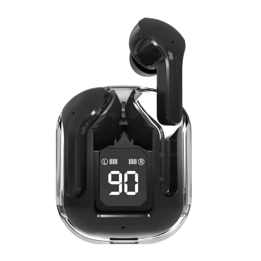 Pastel Lightweight In-Ear Earphones with Trendy Clear Charging Case Digital Power Display Portable Sports Audio Earbuds