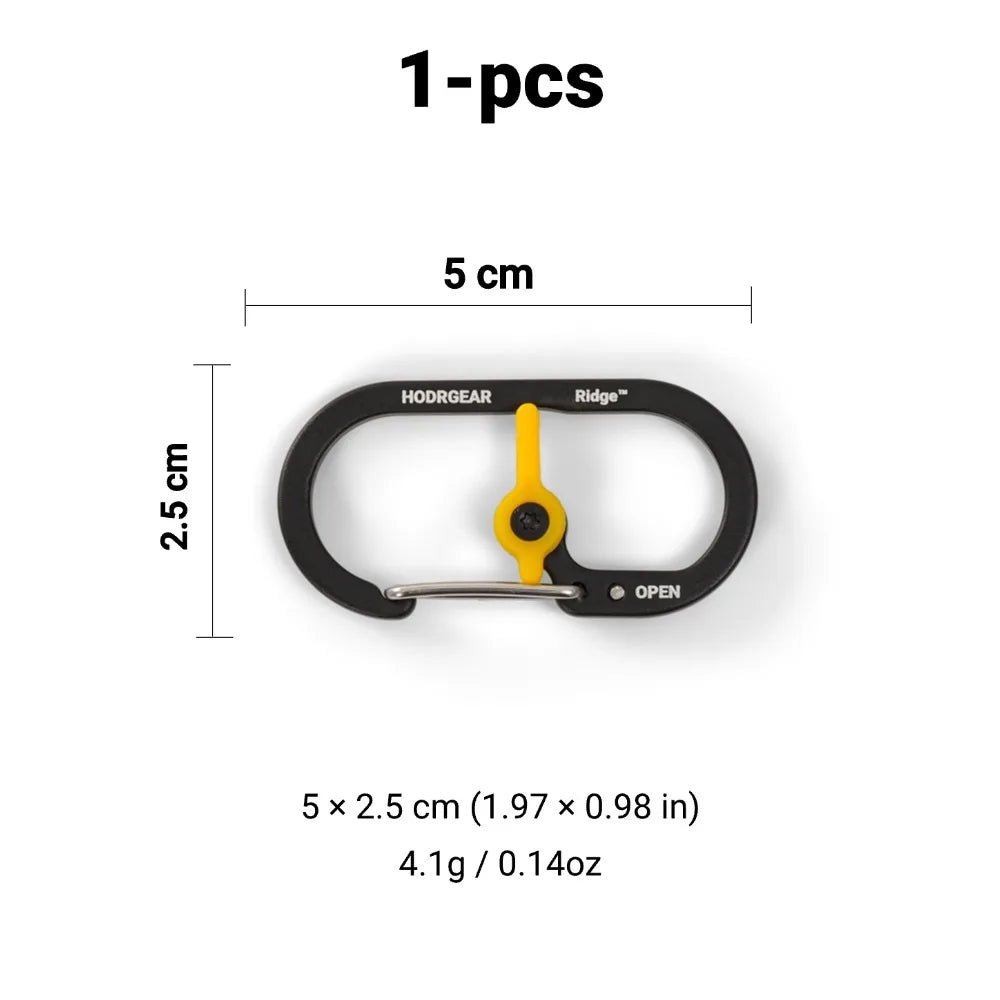 [HODR GEAR] Ridge™ Carabiner Ultralight 4.1g Mini Utility Clip Aluminum Alloy Stainless Steel Gate Quick Open & Secure Lock EDC