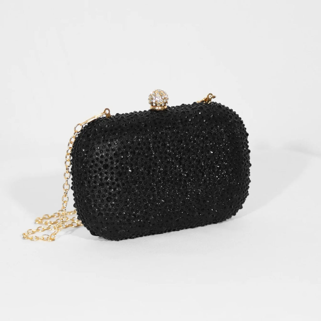 Fashion women's shiny rhinestone decorative small hand bag rounded corner box dinner bag temperament elegant hand bag