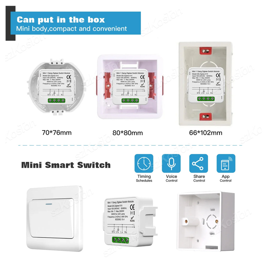 Tuya Smart Zigbee Mini Light DIY Switch Module 2 Way Control Smart Home Relay Breaker Works With Alexa Google Home 1/2/3 Gang