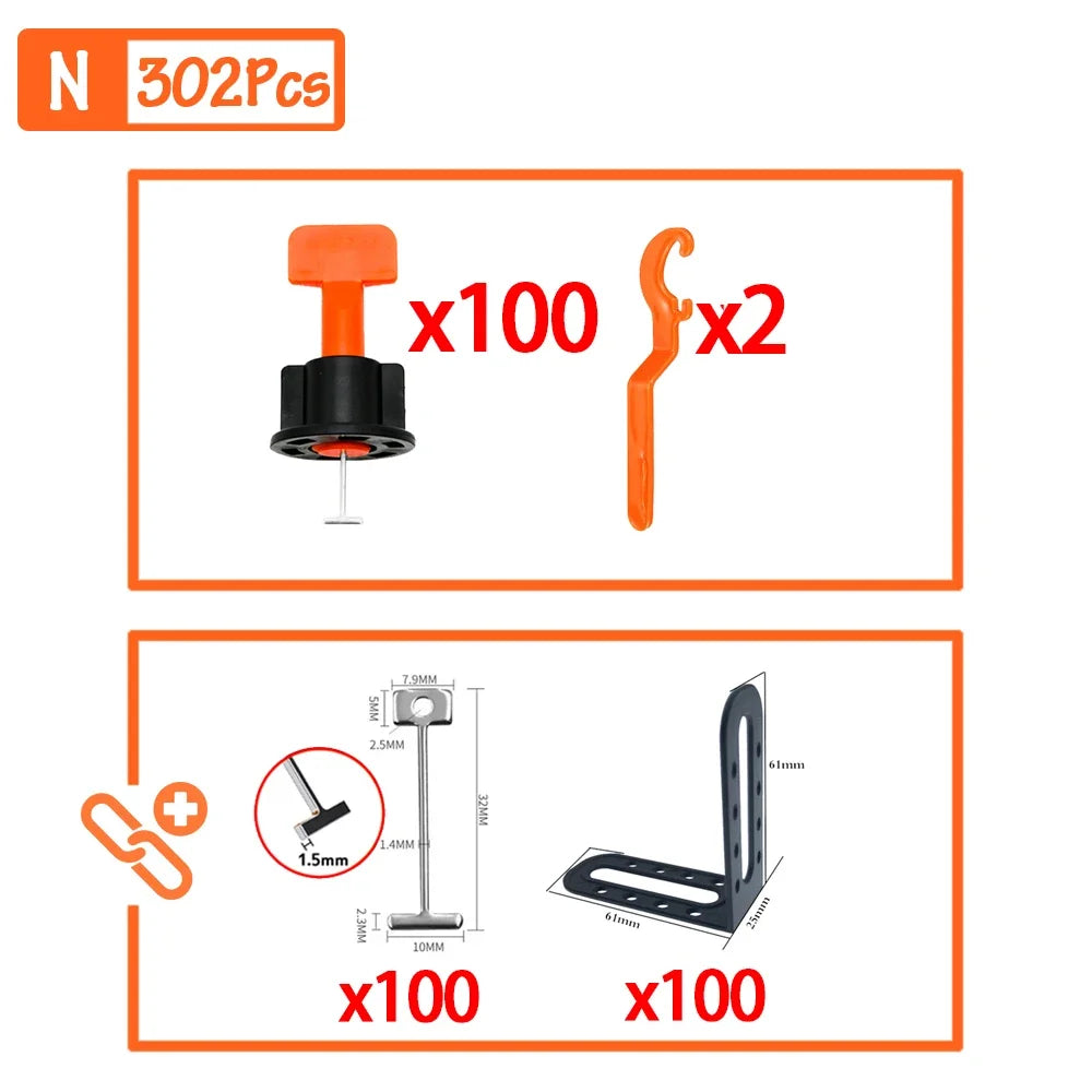 51-402Pcs Floor Tile Leveling System Clips Spacers Porcelain Ceramic Leveler Kit For Tile Laying Wall Fixing Construction Tools