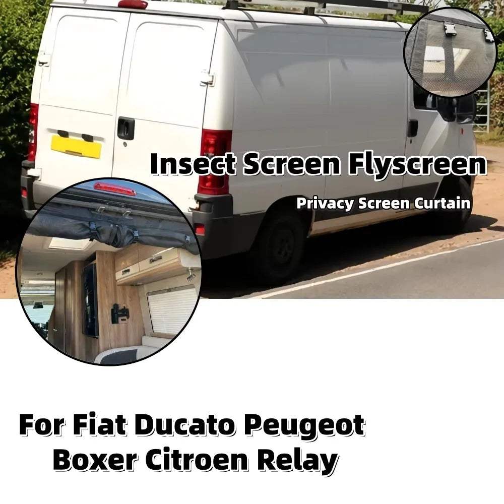 RV Rear Door Insect Screen Flyscreen Anti-Insect Mesh Mosquito Net for Fiat Ducato Peugeot Boxer Citroen Relay Campervan Curtain
