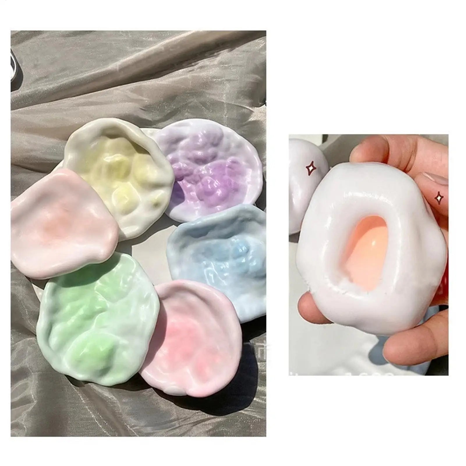 Stress Relief Ball Squishys Toys Plasticity Ice Skin Super Soft Ultra-Thin Sticky Handmade Ball Light Squeez Stress Relieving