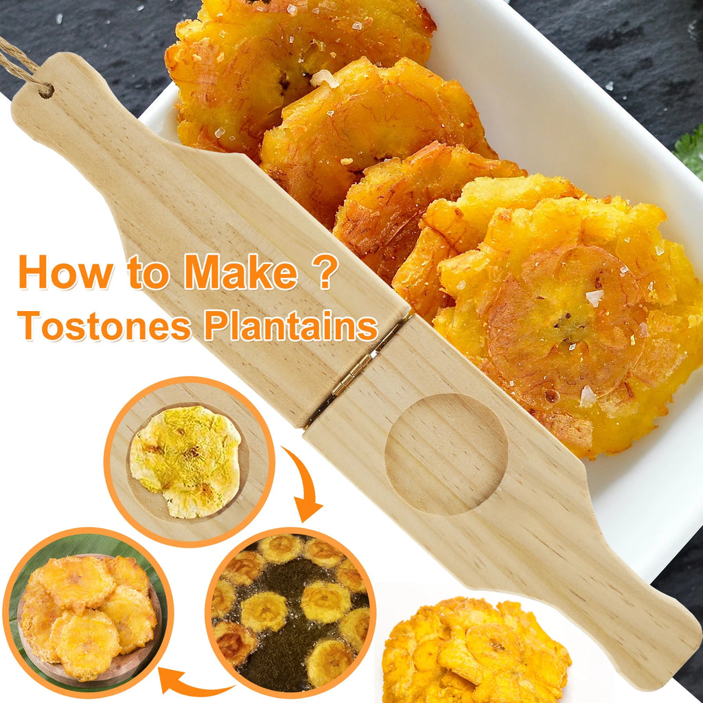 Wooden Banana Press Tostonera Plantain Press Food Roller Tool Multi-layer Banana Cake Meatball Press Plate Kitchen Banana Gadget