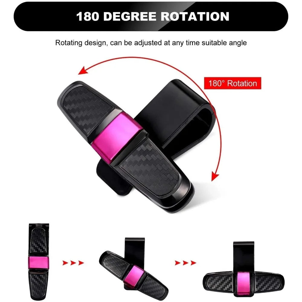 Ticket Card Receipt Clipboard Fastener Glasses Holder Carbon Fiber Car Sun Visor Sunglasses Clip 180 Degree Rotational Double Ended Mount Auto Interior Storage Organizer Accessories Tools