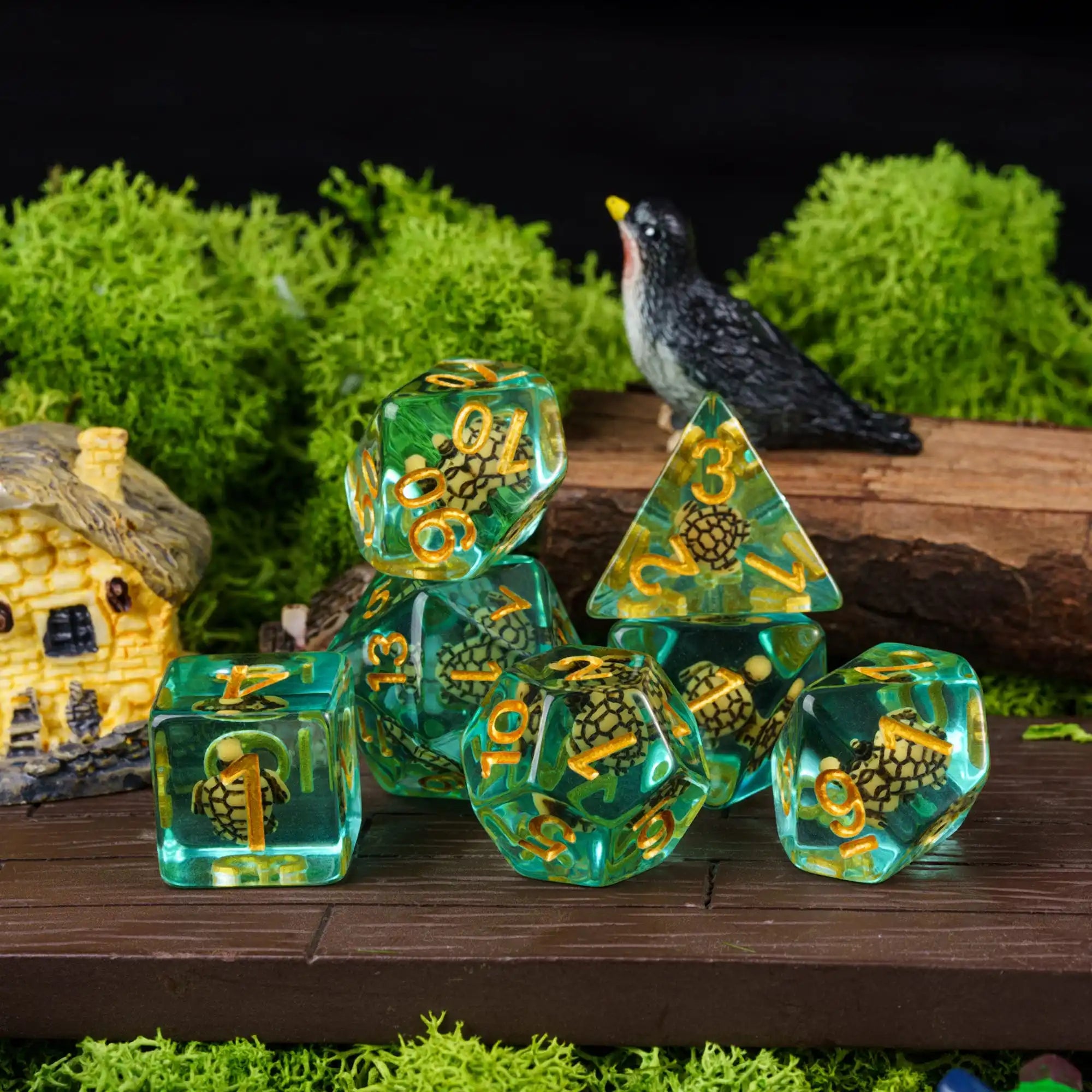 Cusdie Animal DnD Dices Cute Resin 7Pcs Various D4 D6 D8 D10 D% D12 D20  Polyhedral Dice Set for D&D Role Playing Board Games