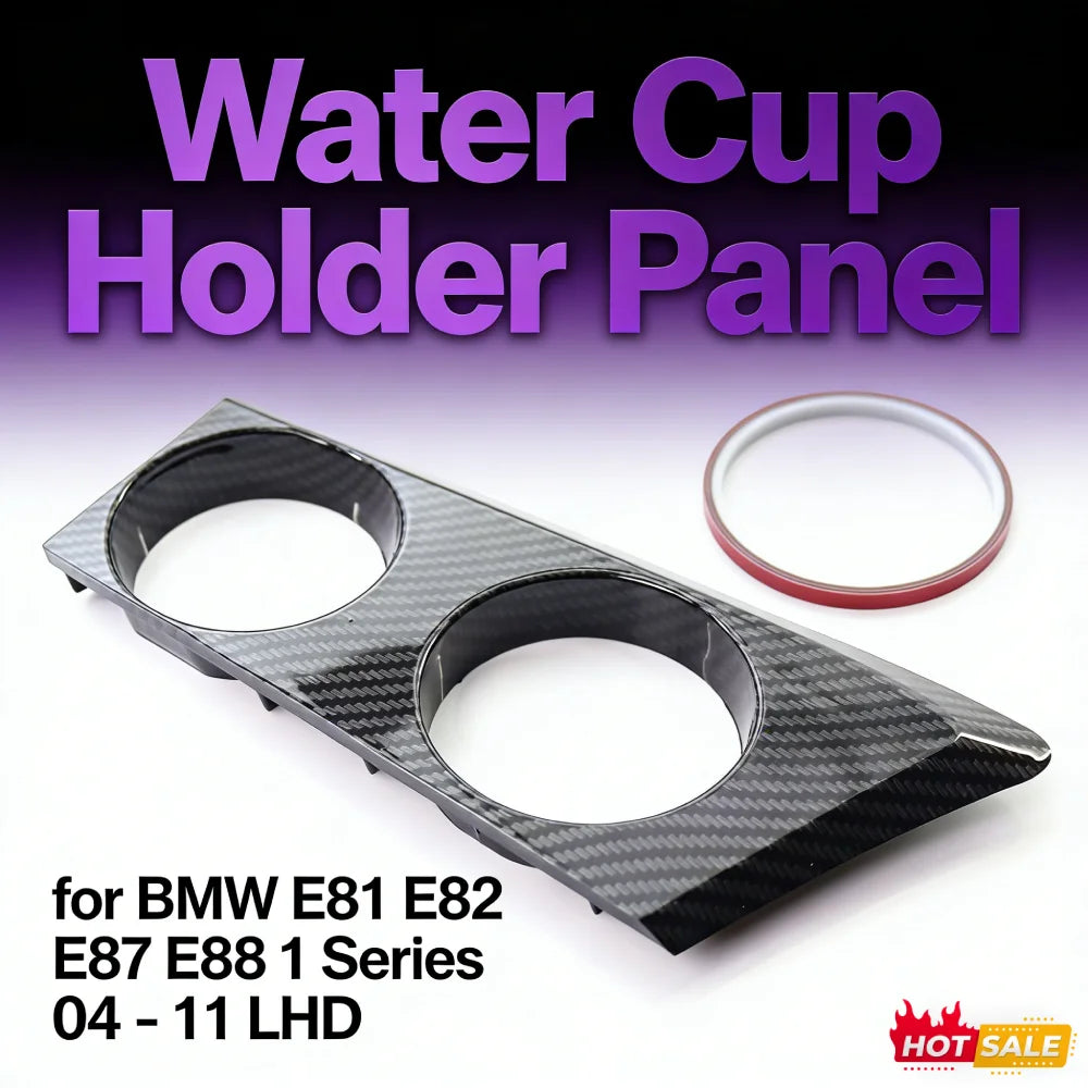 Water Cup Holder Panel Decor Cover Gloss Black Car Cup Holder Stand Carbon Fiber for BMW E81 E82 E87 E88 1 Series 2004-2011 LHD