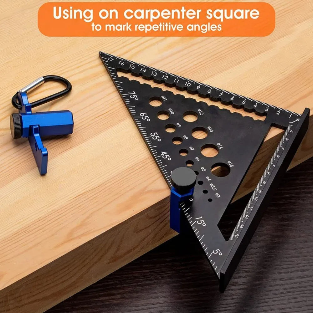 With Holder and Carabiner Tall Stair Gauges Aluminum Alloy Blue Framing Square Attachment Hex Flat Design Thumb Screw