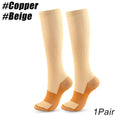 1Pair Unisex Copper Compression Socks Women Men Anti Fatigue Pain Relief Knee High Stockings 15-20 mmHg Graduated  for Running