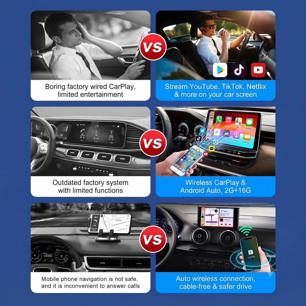 Android 15 CarPlay AI Box Wireless CarPlay&Android Auto Adapter Support Netflix YouTube IPTV WiFi 5G For Toyota VW Ford MG Kia