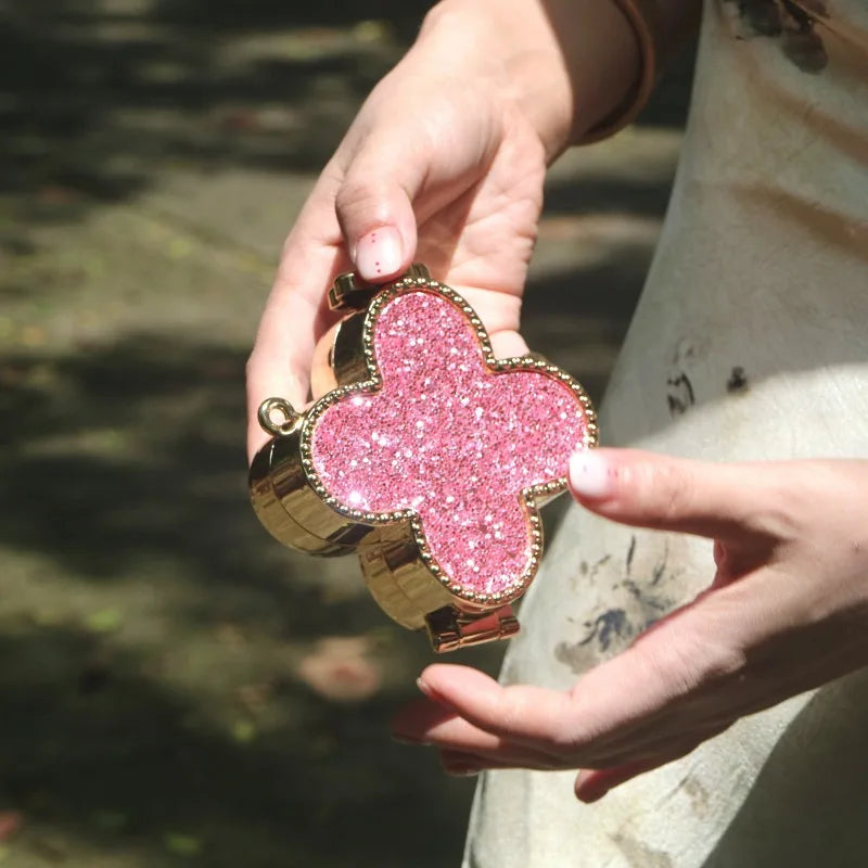 Mini Coin Purse Clover Luxury Fashion Shiny Rhinestone Evening Clutch Handbag for Women, New Sparkling Release