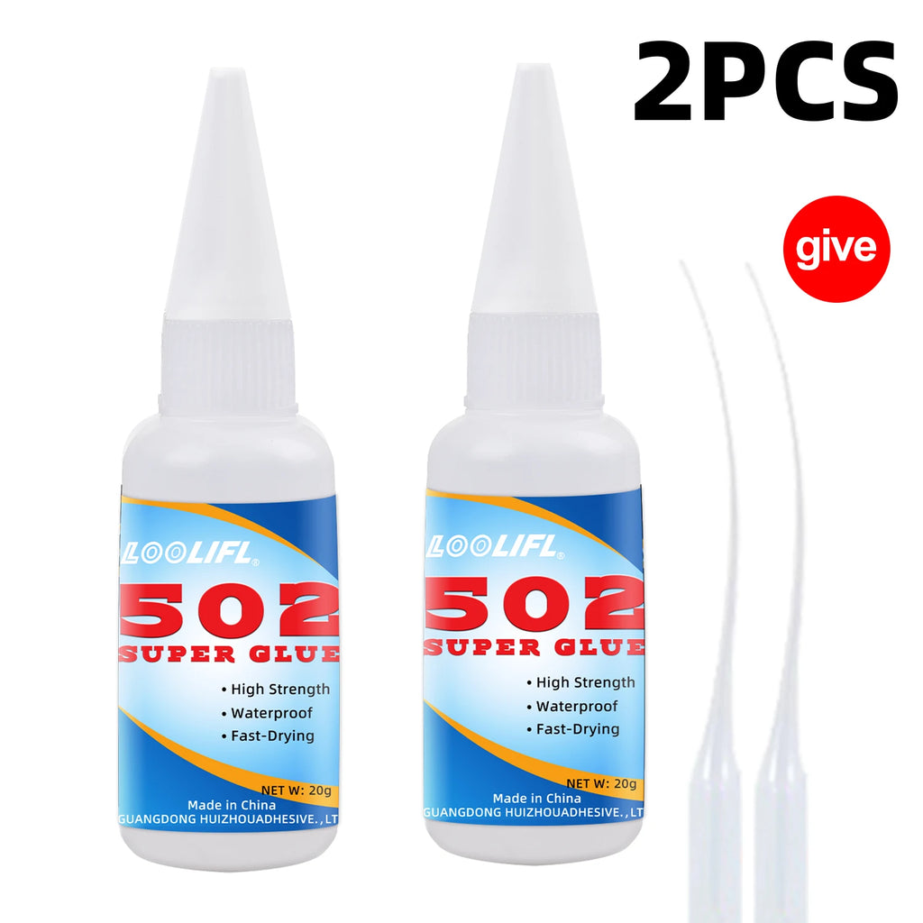 LOOLIFL 1-5pcs 502 Super Glue Instant Quick-drying Cyanoacrylate Adhesive Leather Rubber Wood Metal Strong Bond Liquid Glue Tool