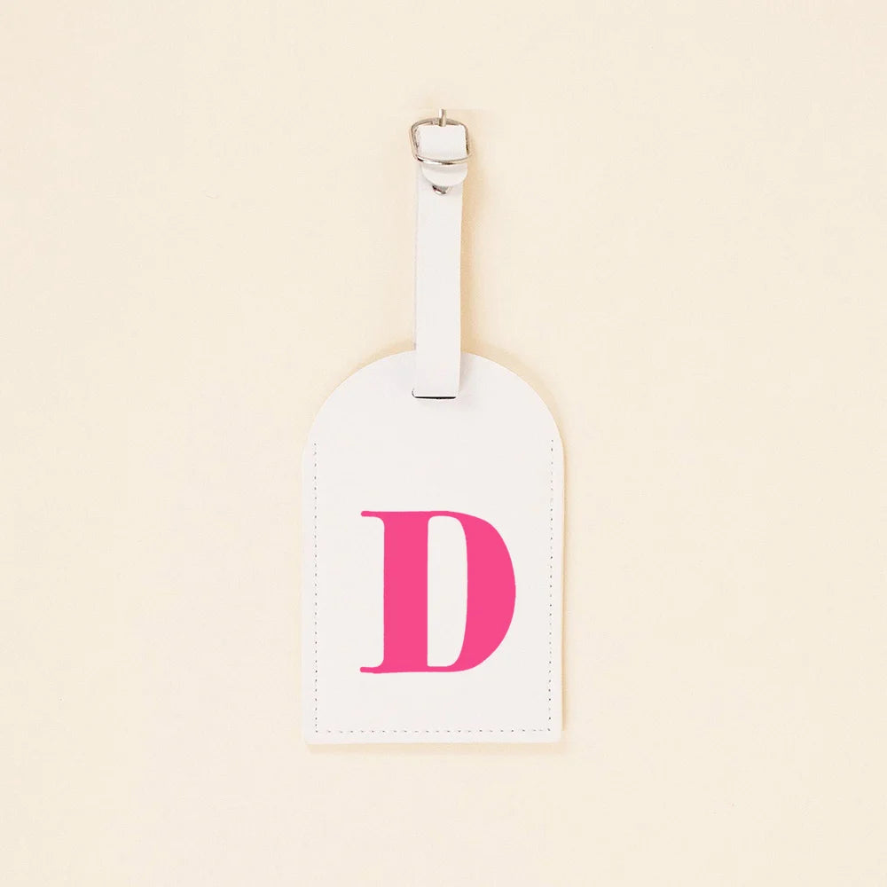 Rose Pink Initial Monogram Luggage Tag Bachelorette Party Favors Girls Trip Travel Gift PU Leather for Suitcase Baggage Handbag