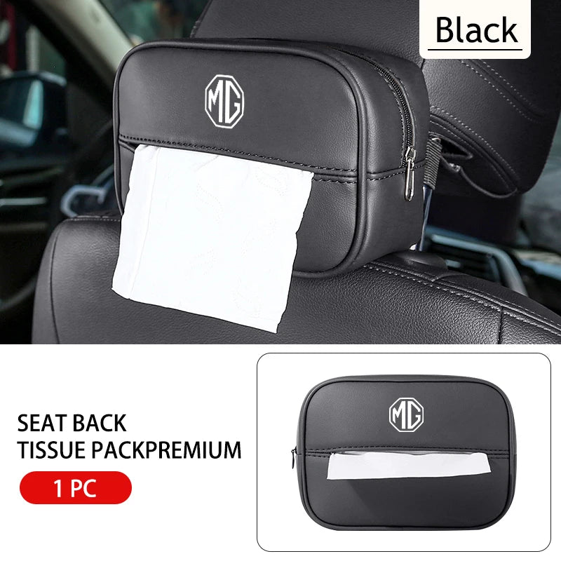 Universal Car Tissue Box Leather Auto Seat Back Tissue Dispenser For MG 6 3 5 7 TF ZR ZS HS GS GT Hector RX5 RX8 350 550